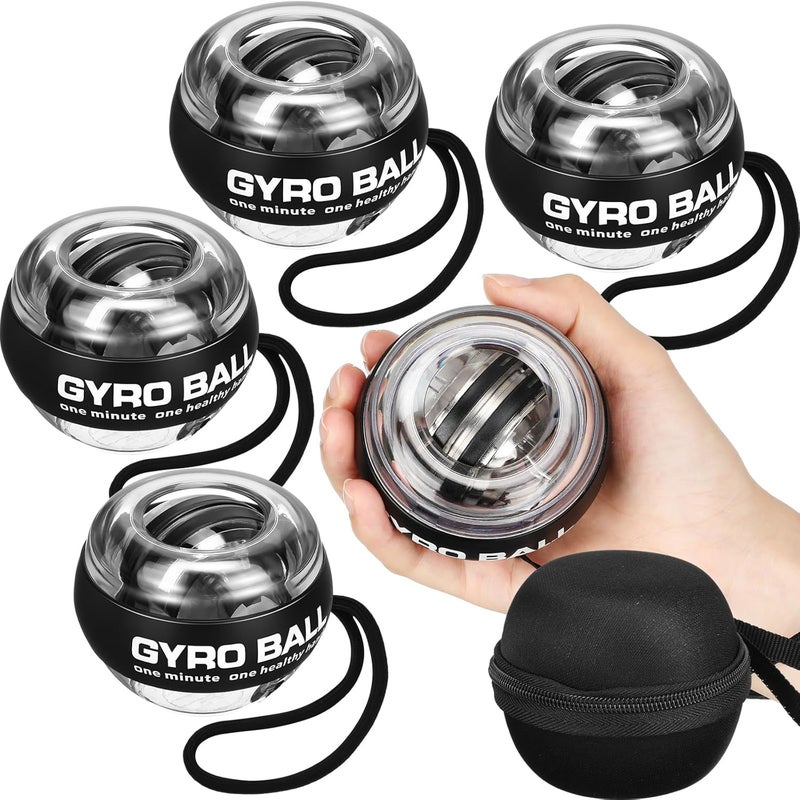 Glimin 4 Pcs Wrist Trainer Ball Auto Start Hand Gyro Ball Wrist Strengthener Self Starting Forearm Exerciser with Bag and Strap for Strengthening Arms Fingers Wrist Training - Image 1